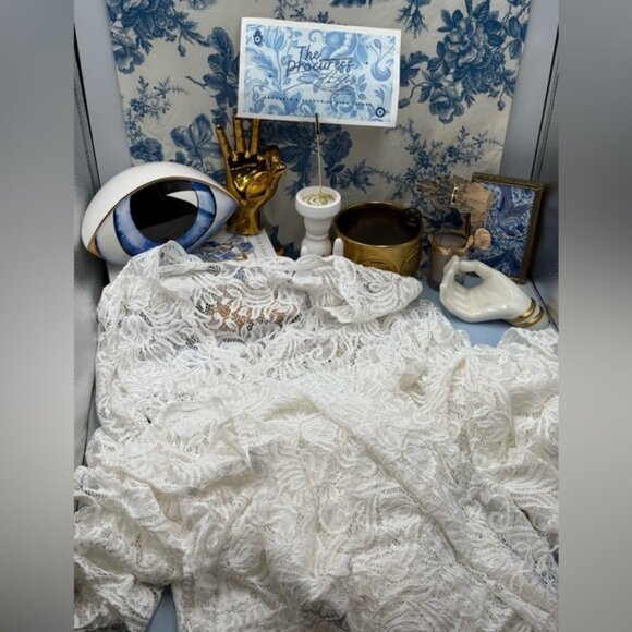 🆕 ALEXANDRA MIRO 🧿 NWOT Kara Long Boylen Sleeve Kaftan, Ivory Lace - Sz M - Picture 11 of 14